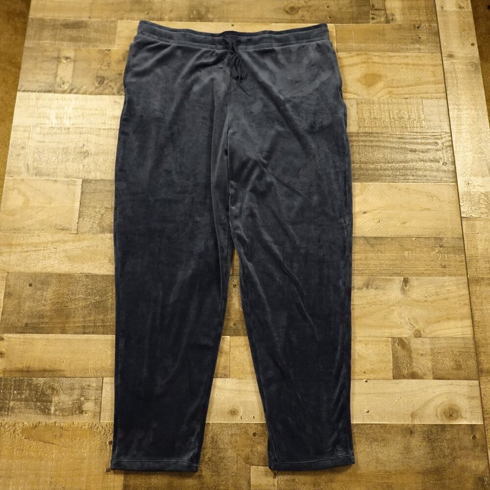 Cuddl Duds Double Plush Velour sweatpants women's 1X tall navy